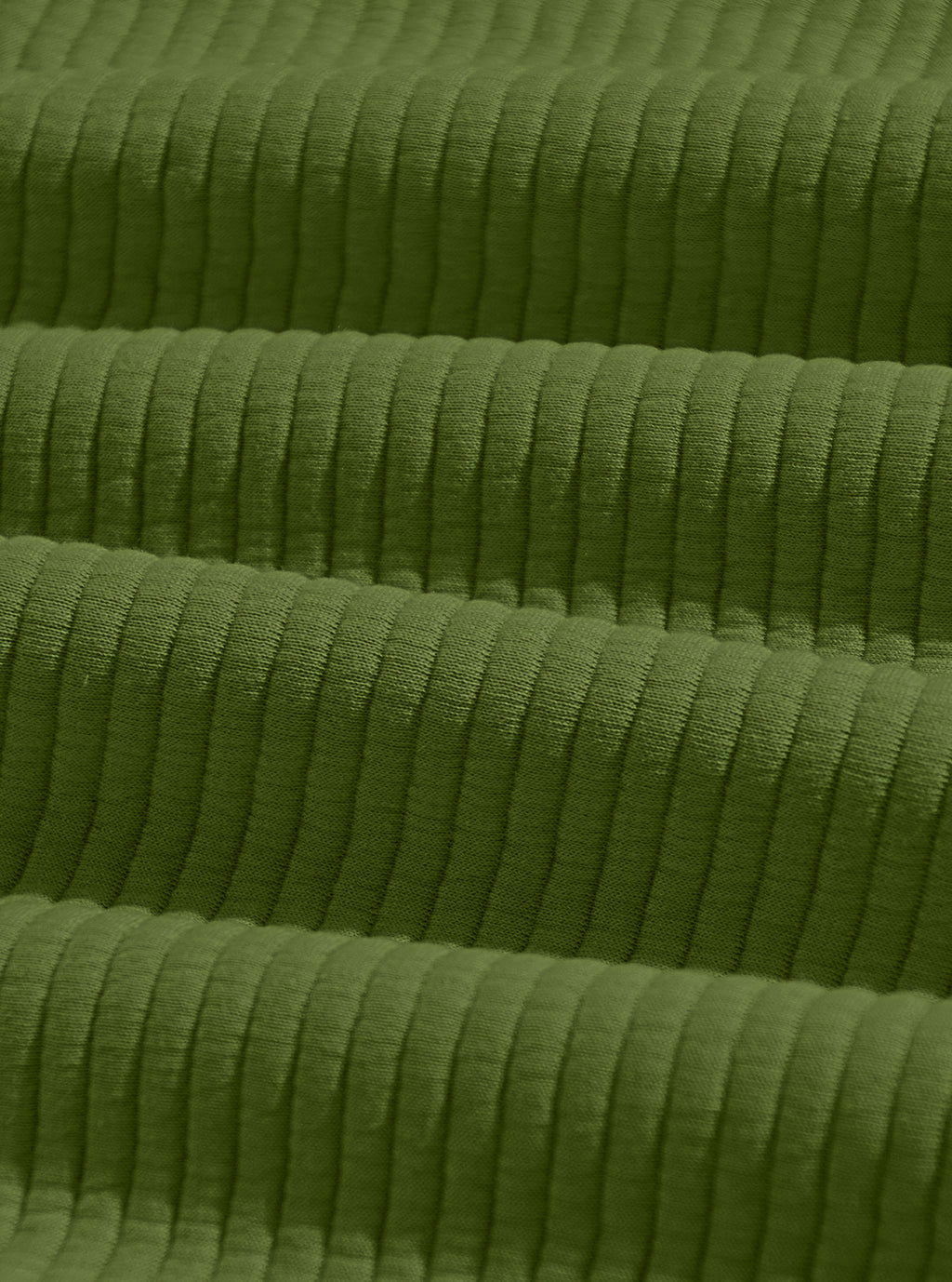 AZUKI olive green ribbed-knit texture close-up