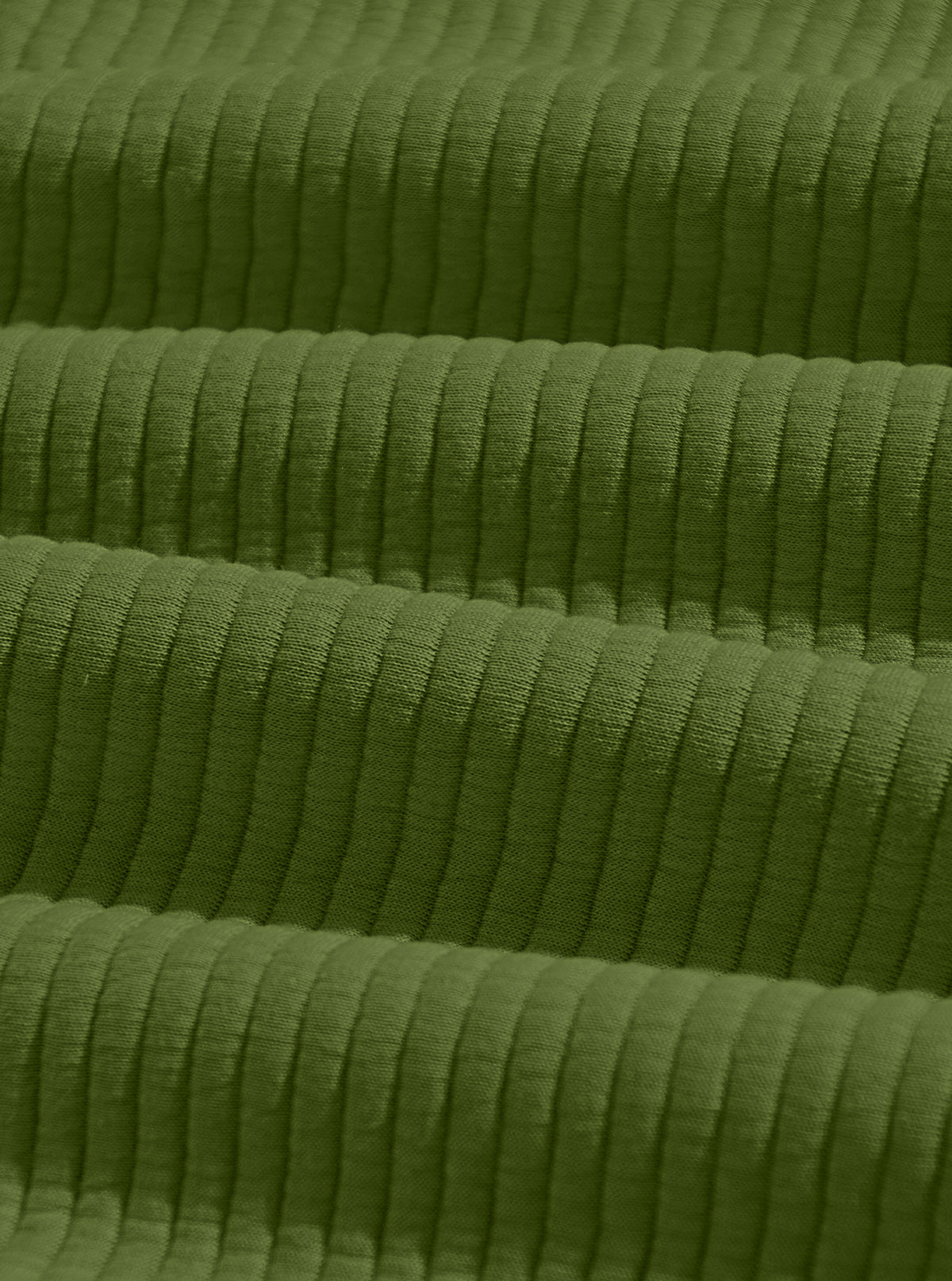 AZUKI olive green ribbed-knit texture close-up