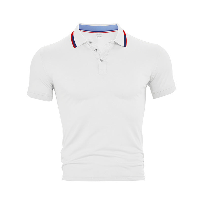 AZUKI white contrast-tipped short sleeve polo, product color reference