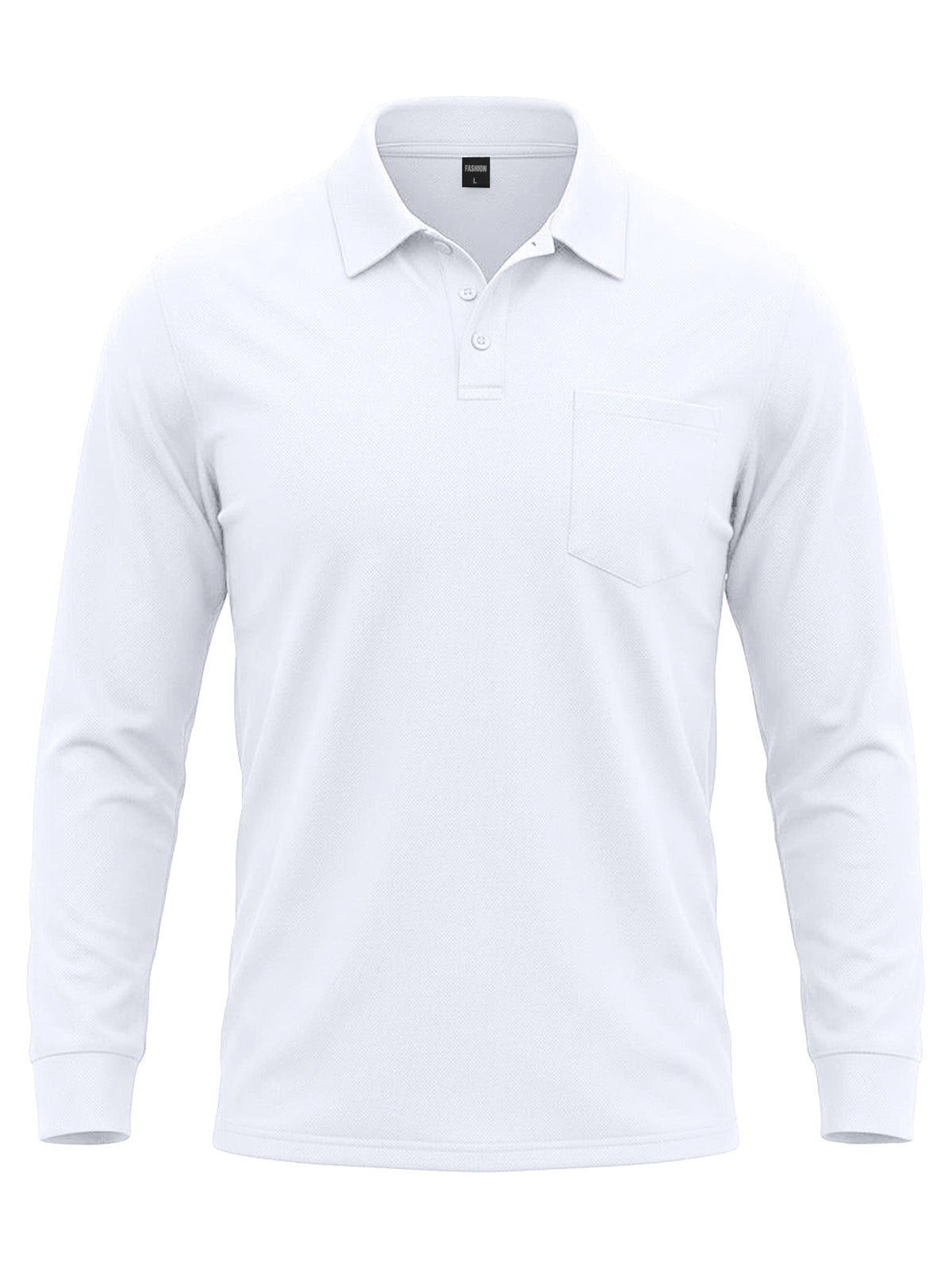 AZUKI white long sleeve pocket polo, product color reference
