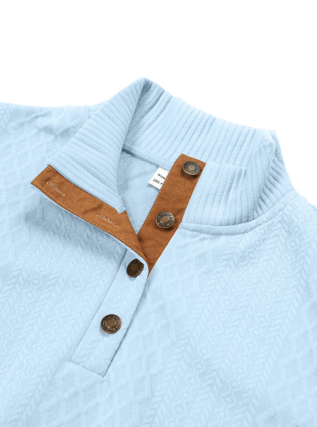 Original Sky Blue rib collar and four-button placket detail