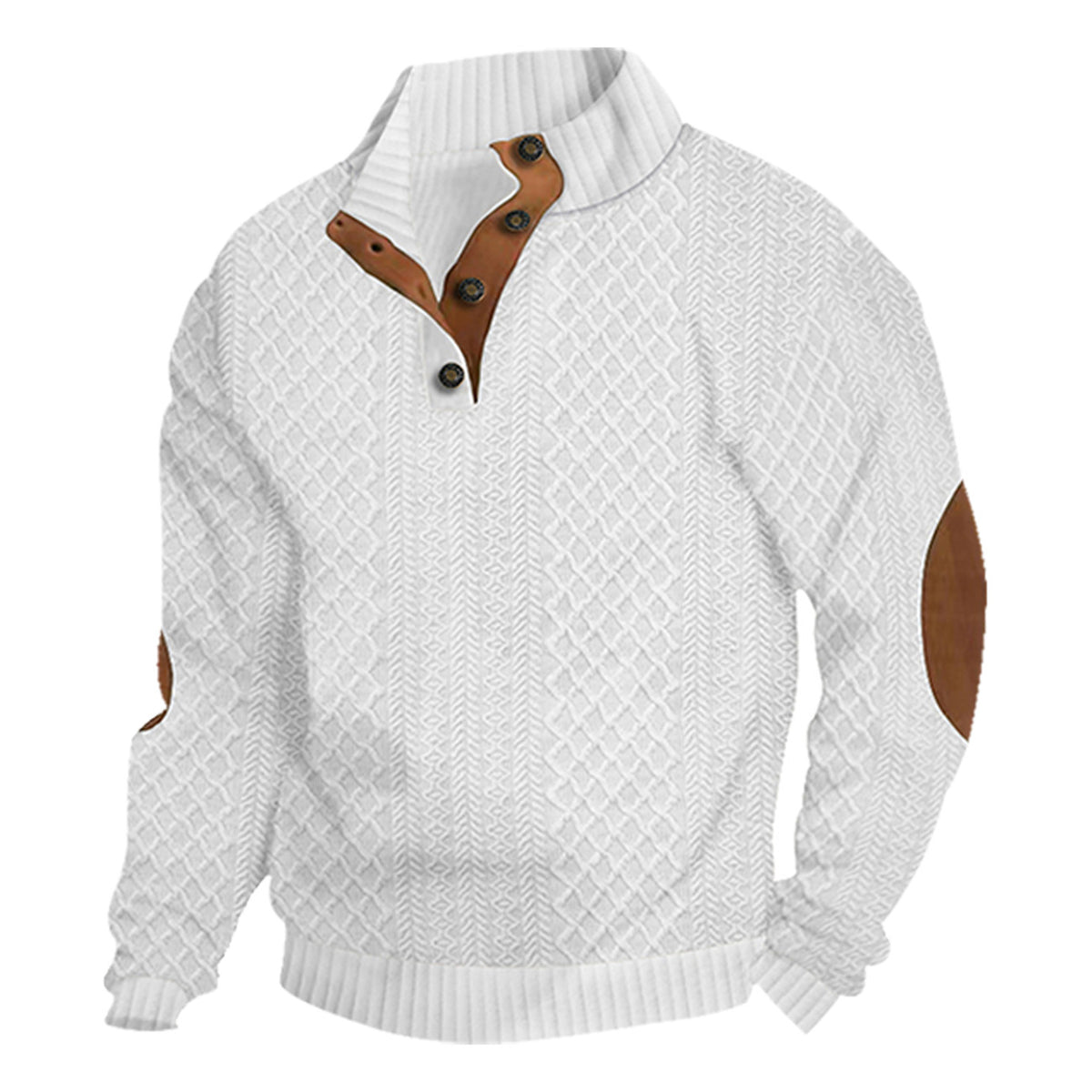 AZUKI White four-button jacquard pullover, original product color view