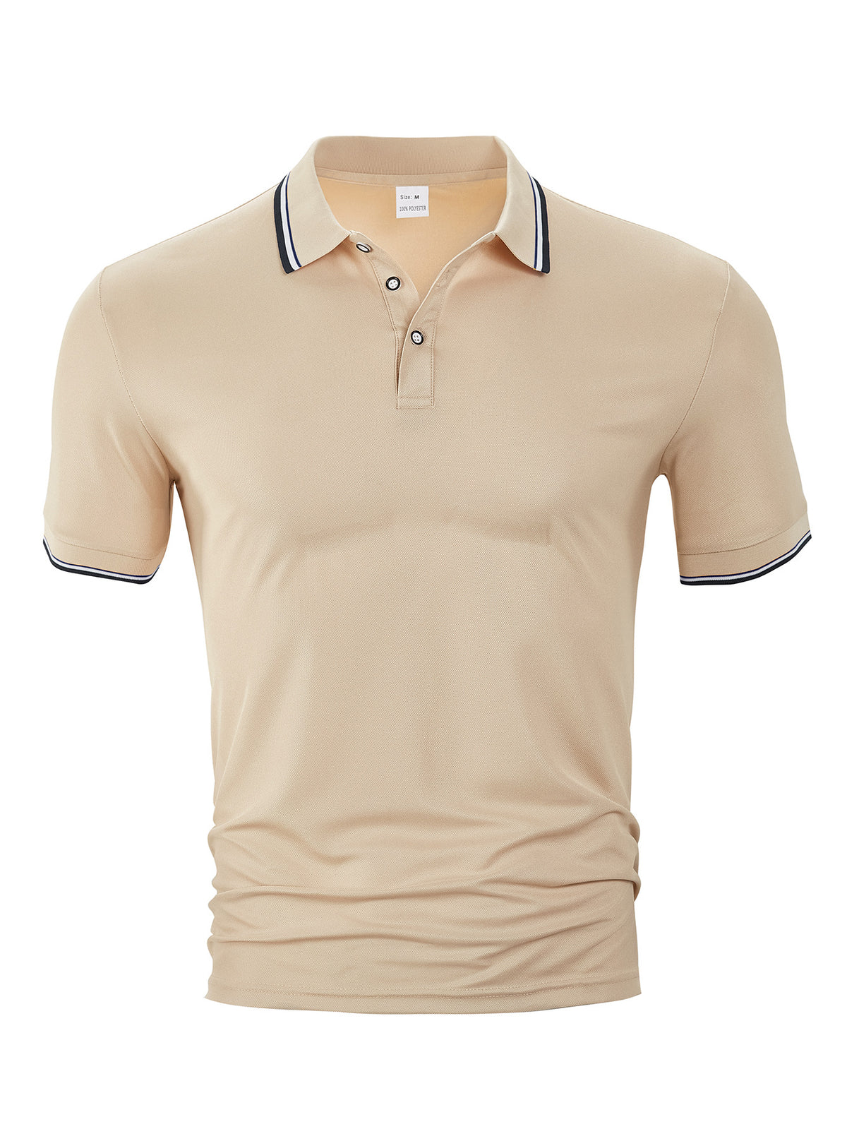 AZUKI contrast-tip pique polo - Khaki