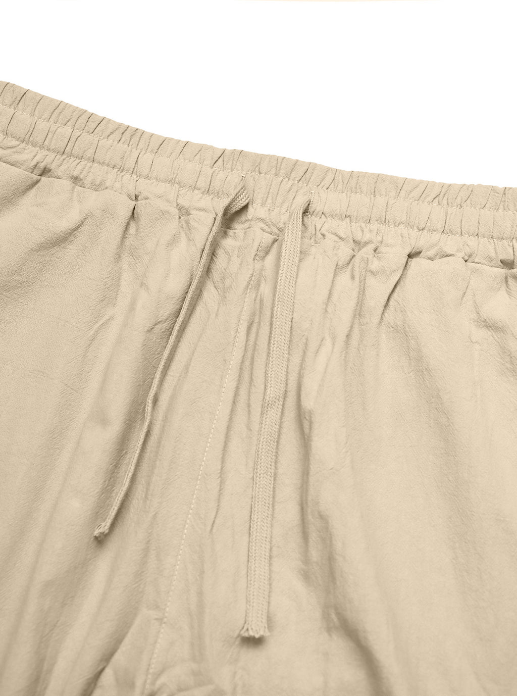 Khaki pants elastic waistband and matching drawcord construction