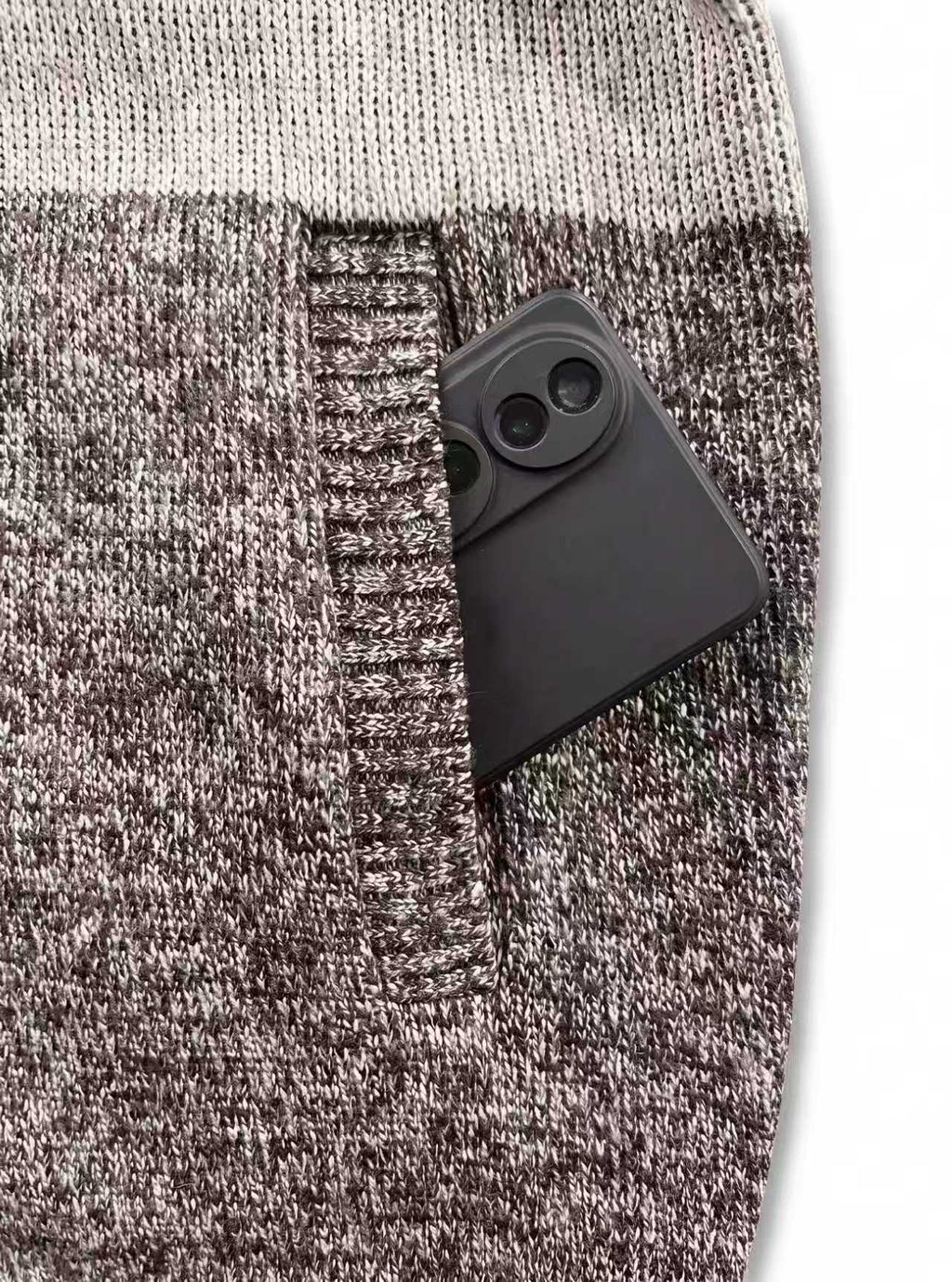 Actual Brown cardigan side pocket and heathered knit texture