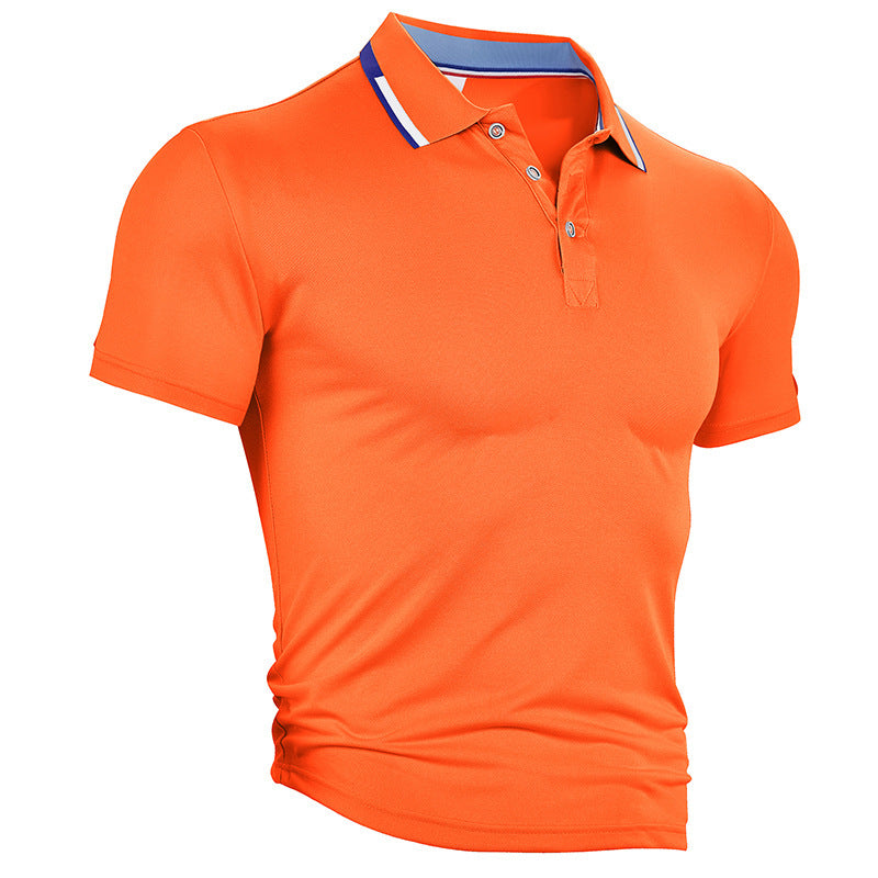 AZUKI orange contrast-tipped short sleeve polo, product color reference