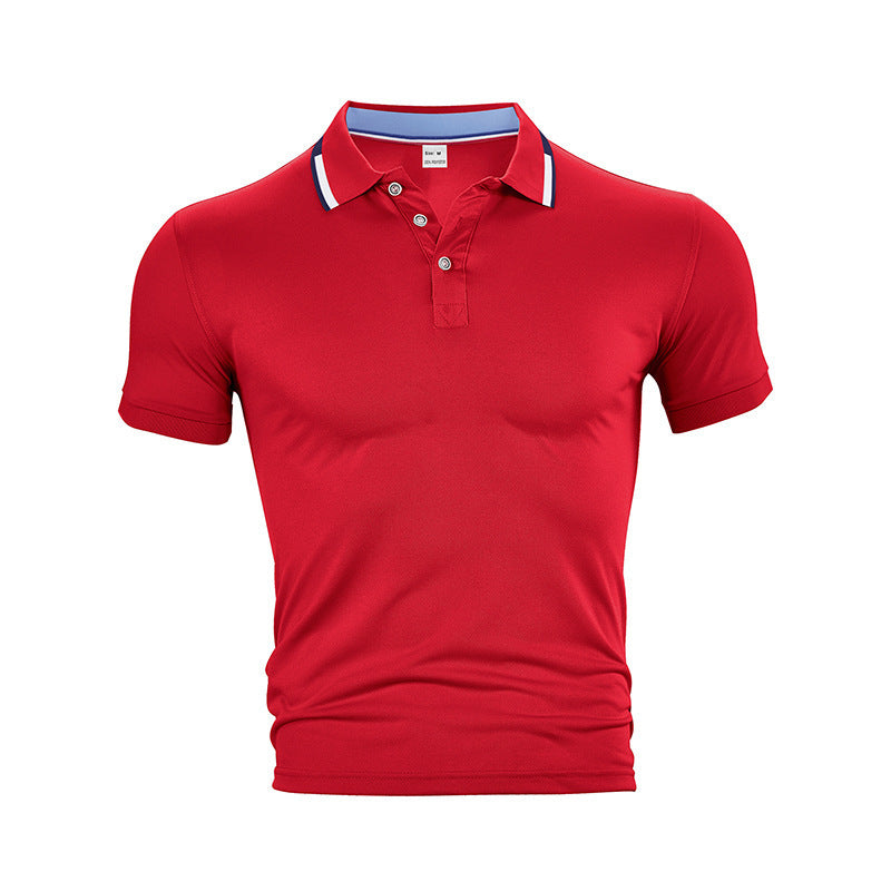 AZUKI red contrast-tipped short sleeve polo, product color reference