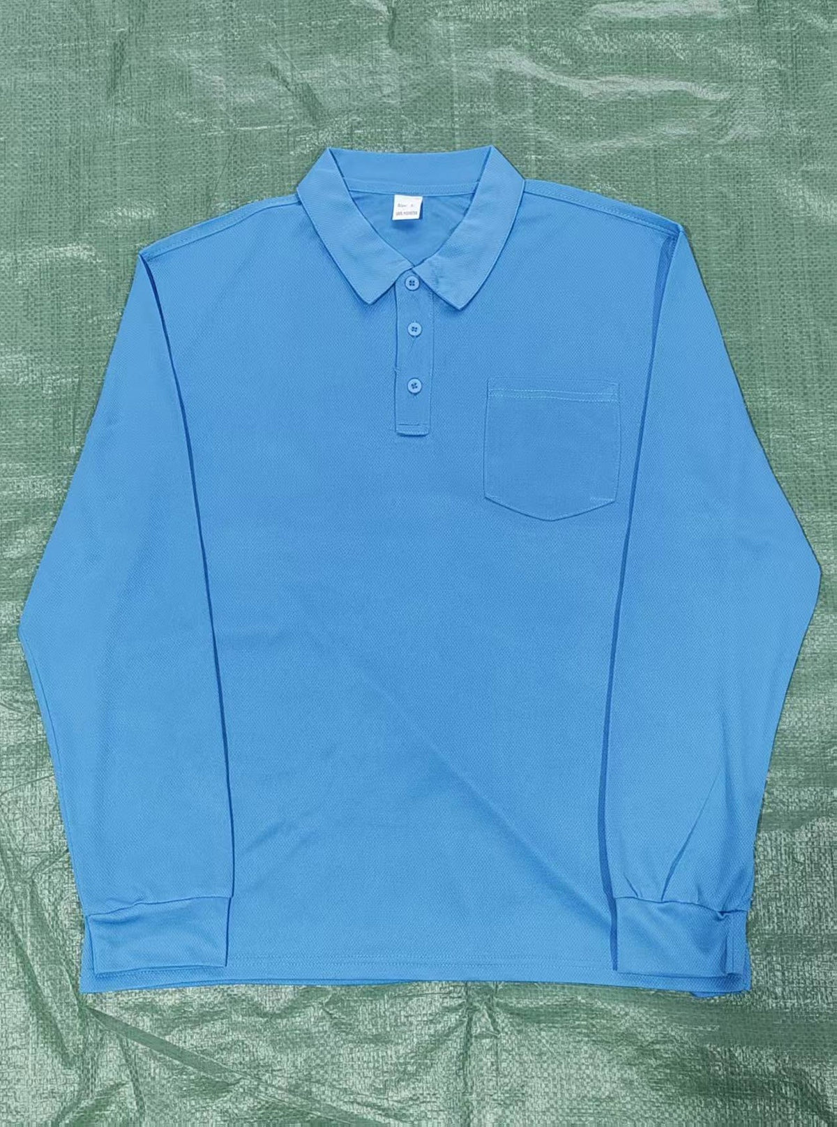 AZUKI Men's Long Sleeve Birdseye Pocket Polo