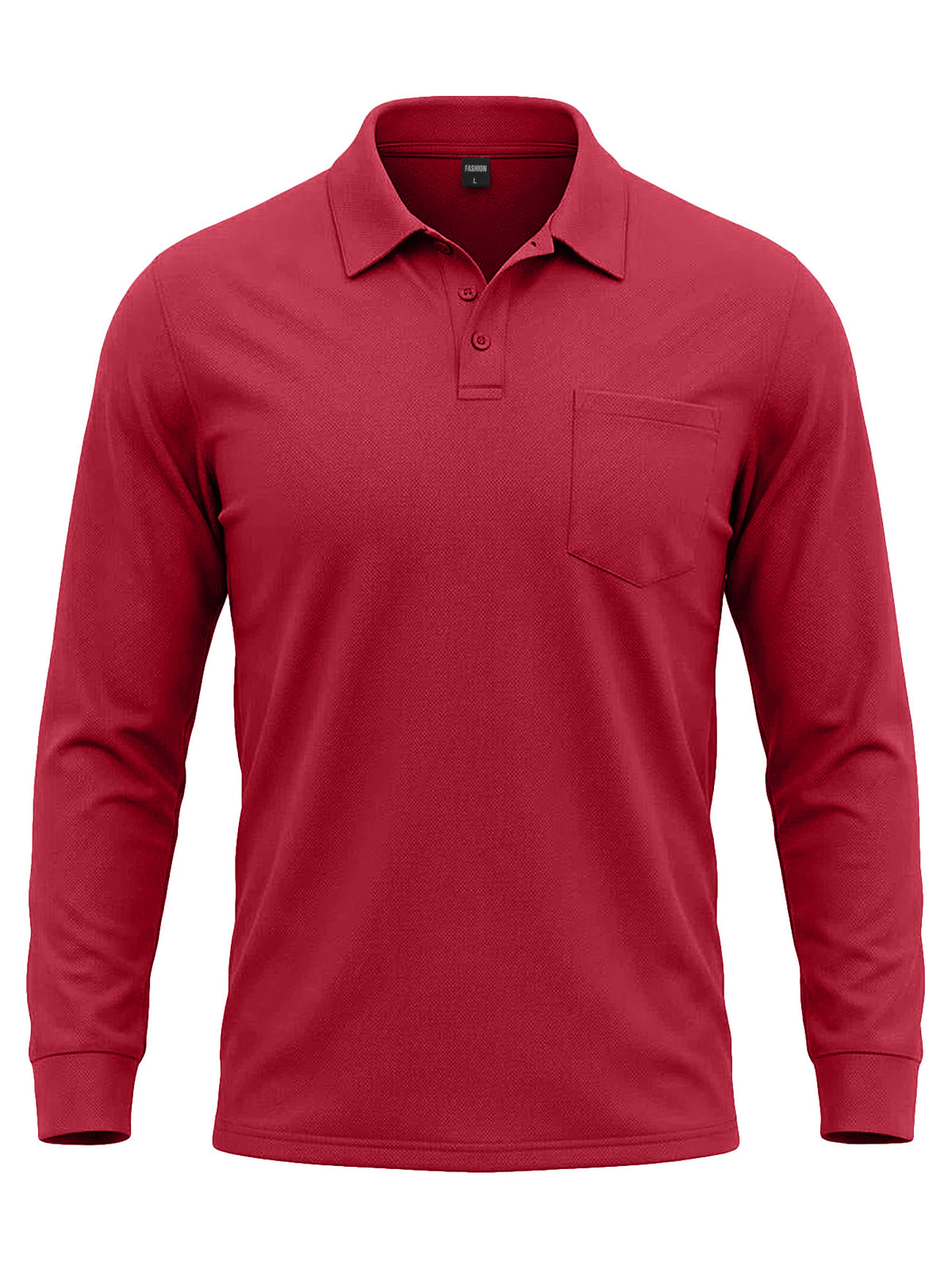 AZUKI burgundy long sleeve pocket polo, product color reference