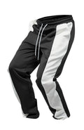 AZUKI black pants with white side panels, elastic waistband and white drawstring