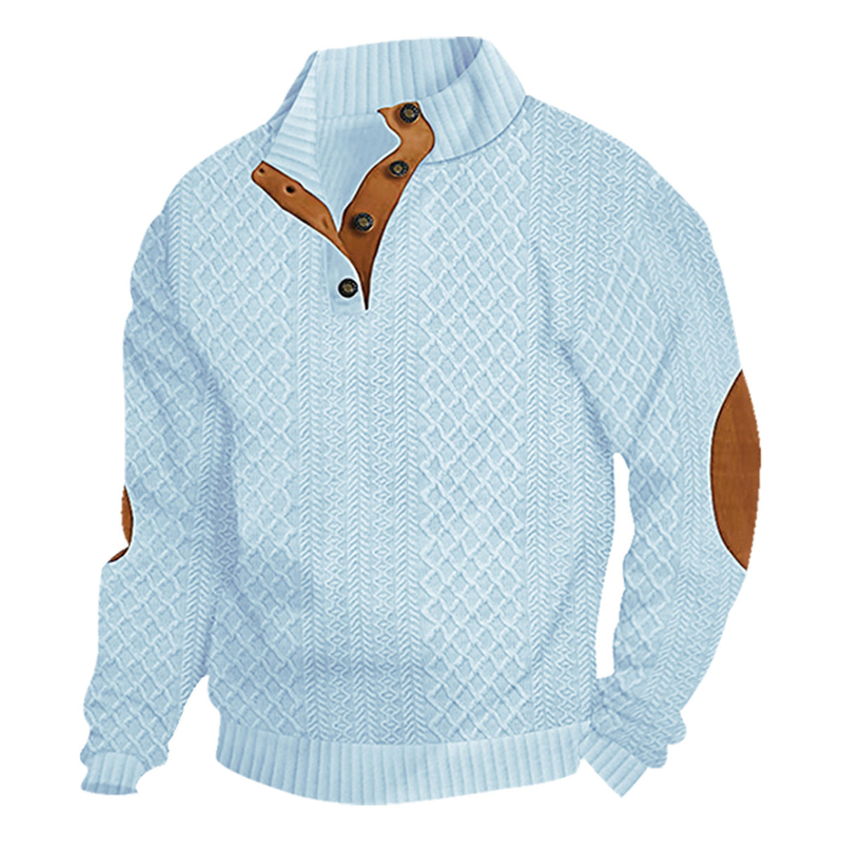 AZUKI Sky Blue four-button jacquard pullover, original product color view