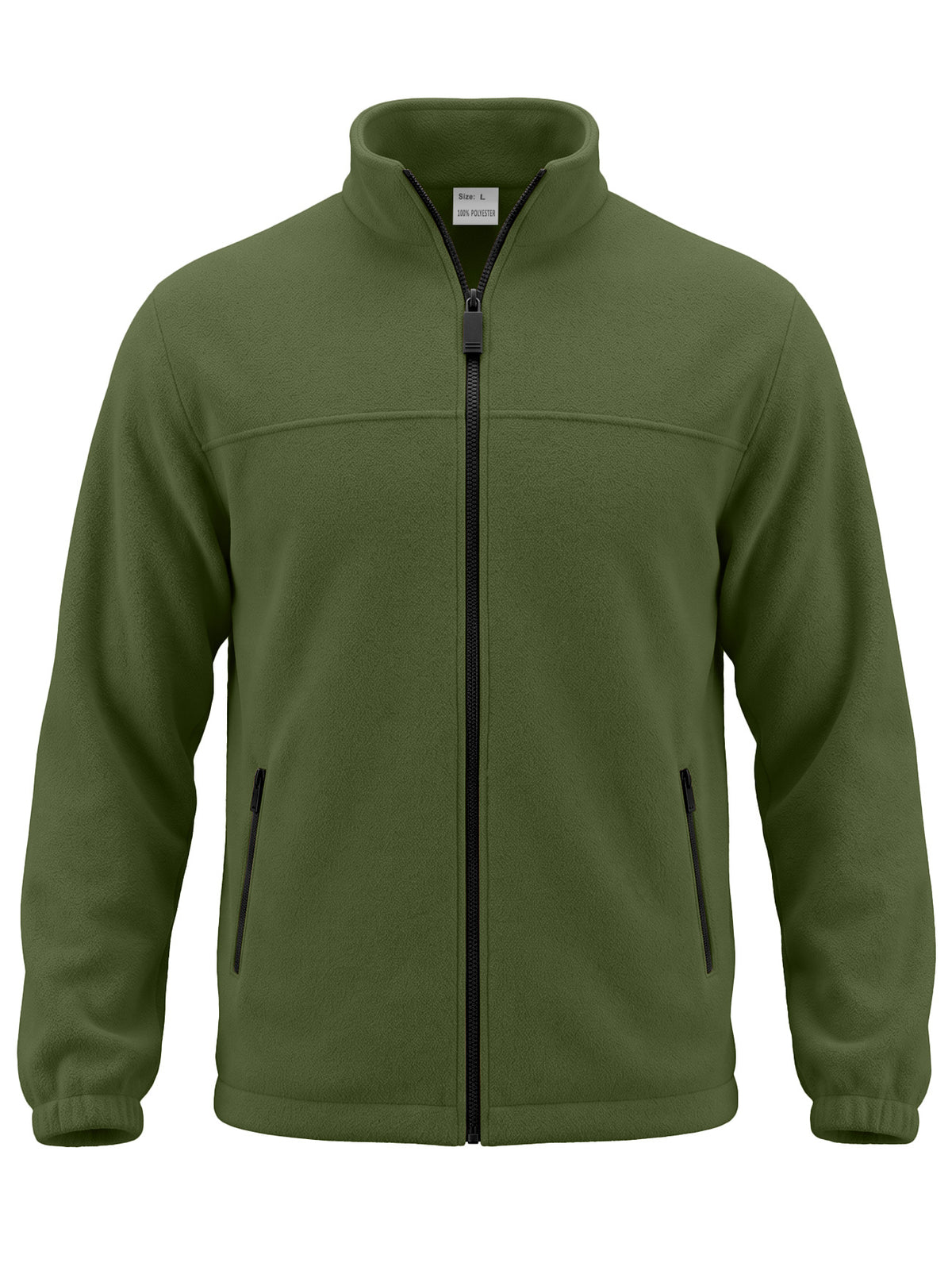 Army green AZUKI fleece jacket front view