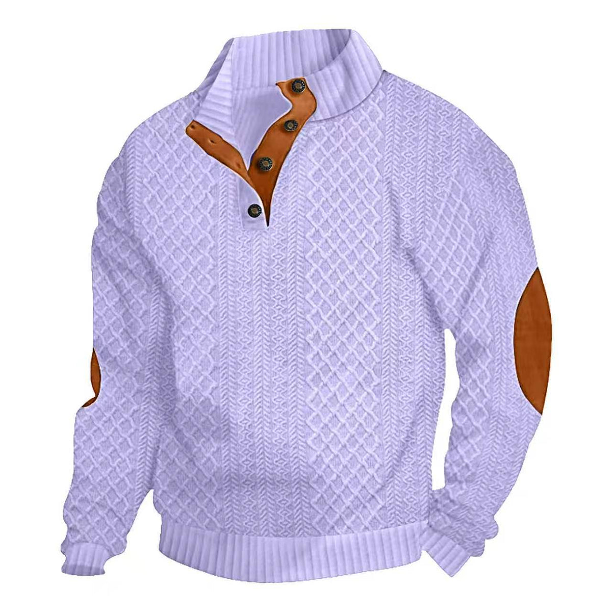 AZUKI Light Purple four-button jacquard pullover, original product color view