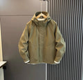 AZUKI Olive Green hooded casual jacket with covered placket and cuff tabs