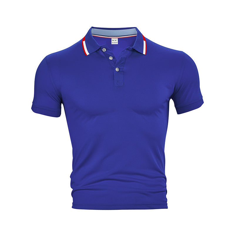 AZUKI royal blue contrast-tipped short sleeve polo, product color reference