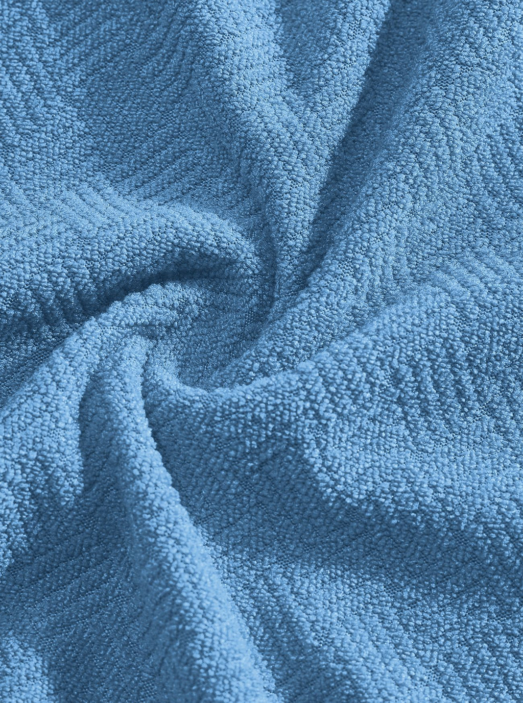 Fine terry loops and square jacquard texture of the blue bathrobe