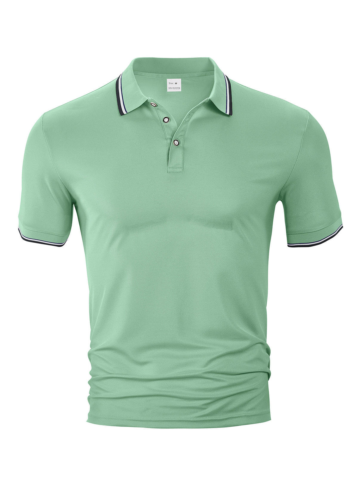 AZUKI contrast-tip pique polo - Sage Green