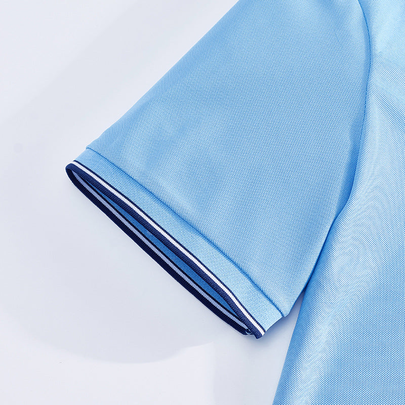 AZUKI contrast-tip pique polo - Original stripe-tipped short sleeve cuff