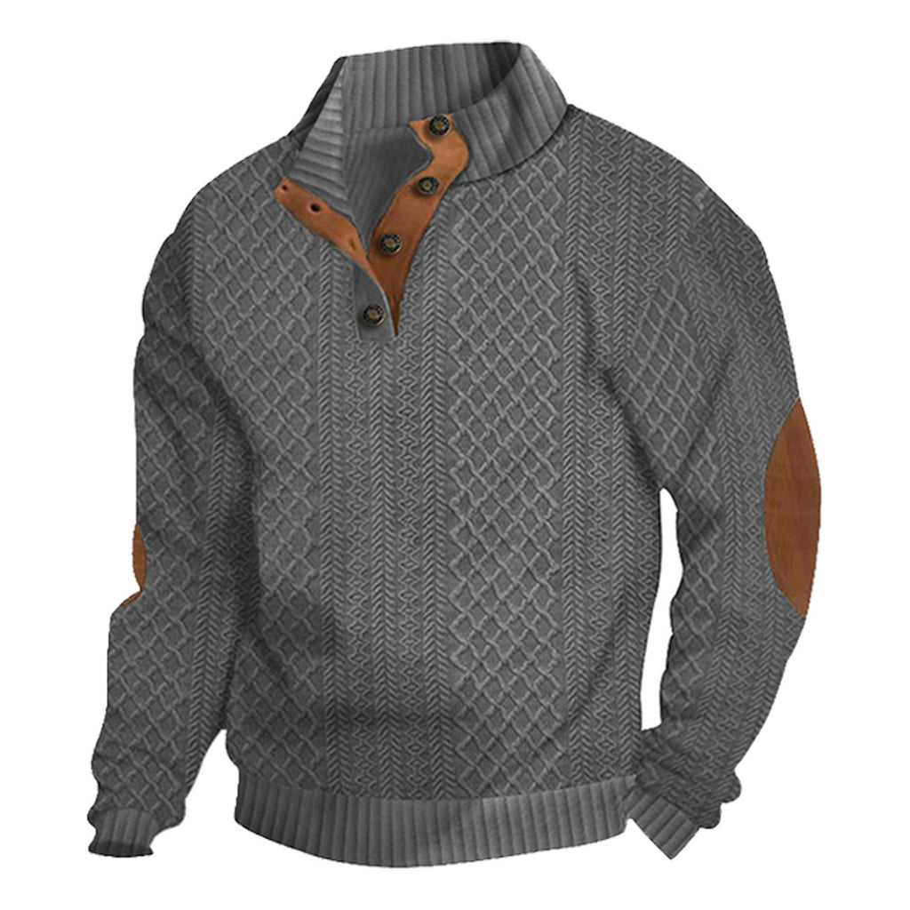 AZUKI Dark Gray four-button jacquard pullover, original product color view