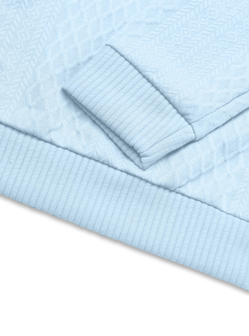 Original Sky Blue ribbed cuff and hem detail