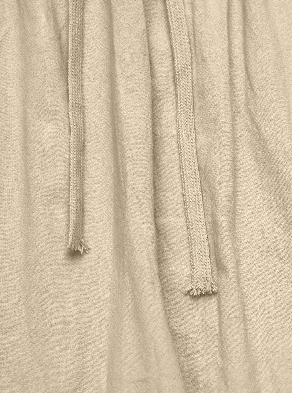 Khaki pants matching flat braided drawcord ends