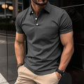 AZUKI Men's Short Sleeve Button-Placket Pocket Polo Shirt - DXP-4-Gray