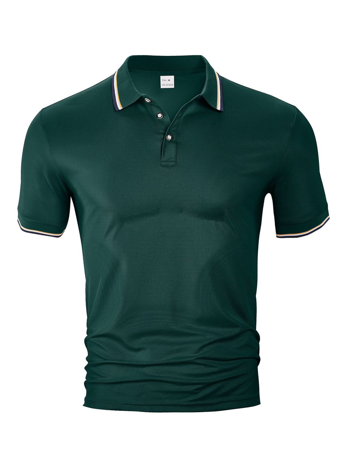 AZUKI contrast-tip pique polo - Dark Green