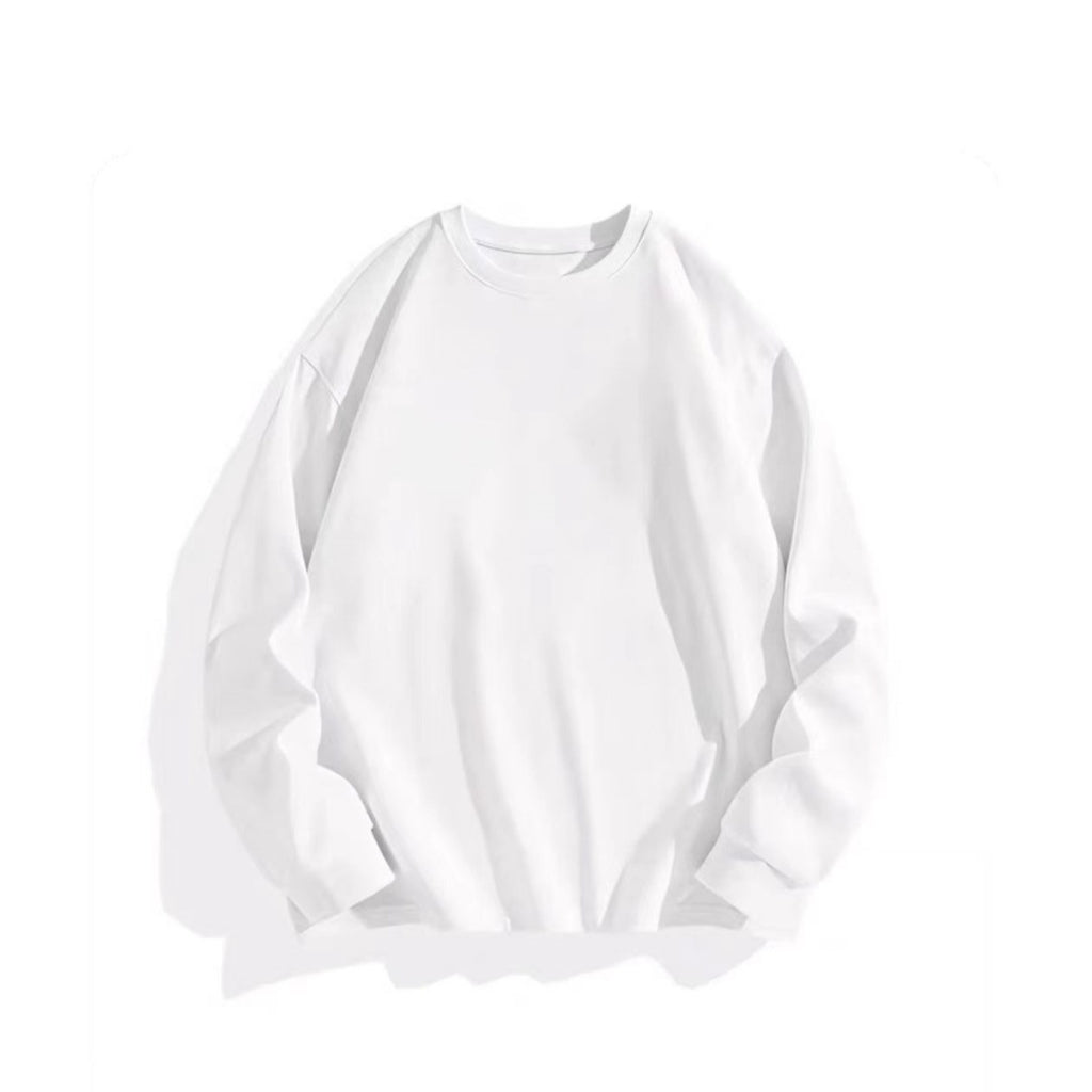 White 400G style long-sleeve crewneck top shown flat