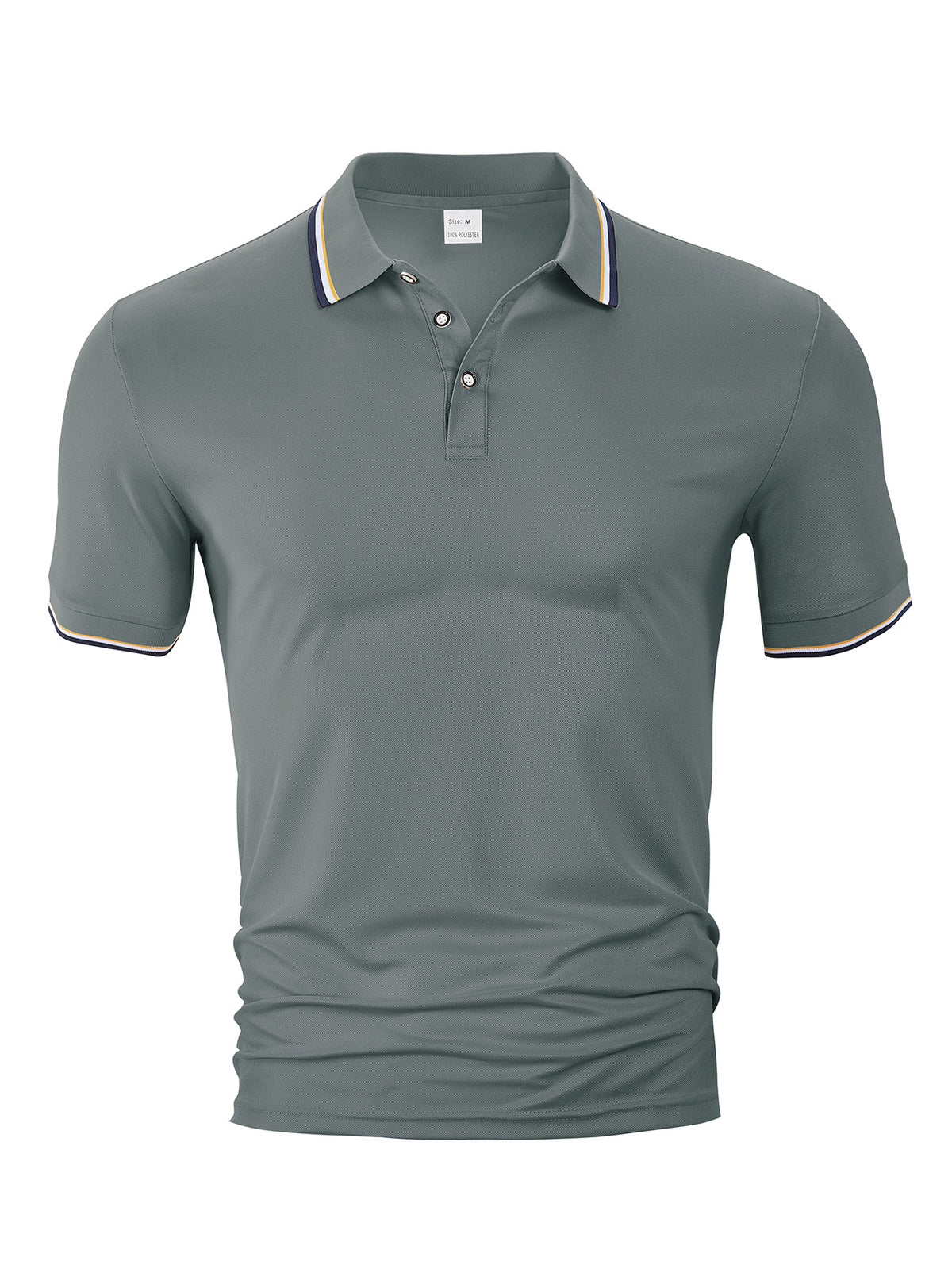 AZUKI contrast-tip pique polo - Gray