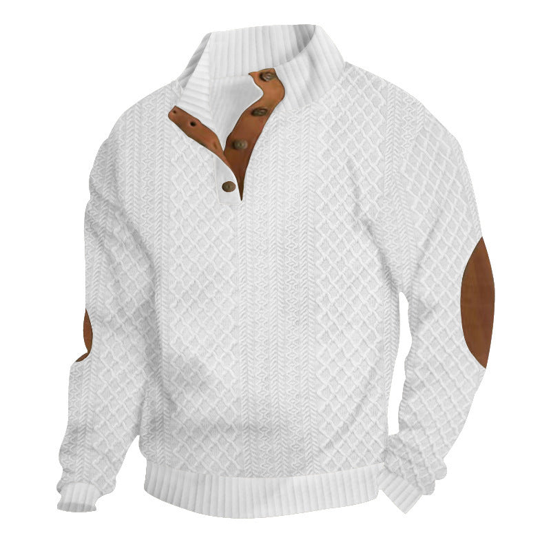 White textured stand-collar pullover product view