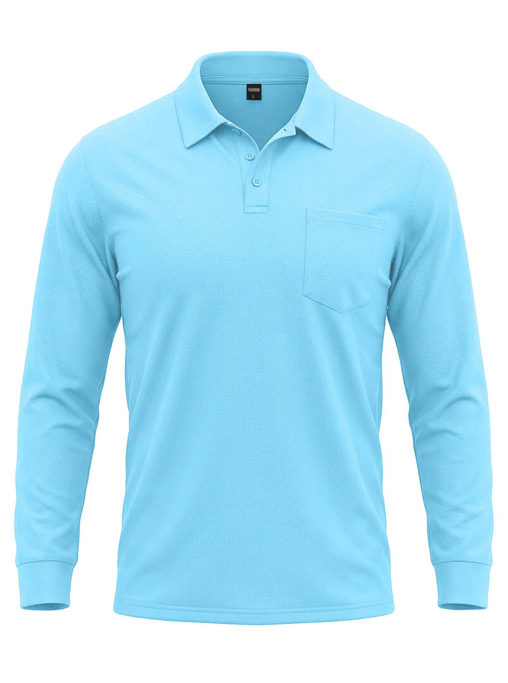 AZUKI light blue long sleeve pocket polo, product color reference