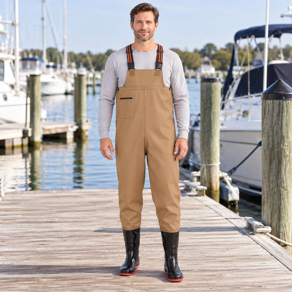 Type A - Khaki - Elastic shown in an AI-simulated marina image.