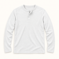 White textured long-sleeve Henley product flat-lay