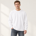 White relaxed crewneck long-sleeve top, front view
