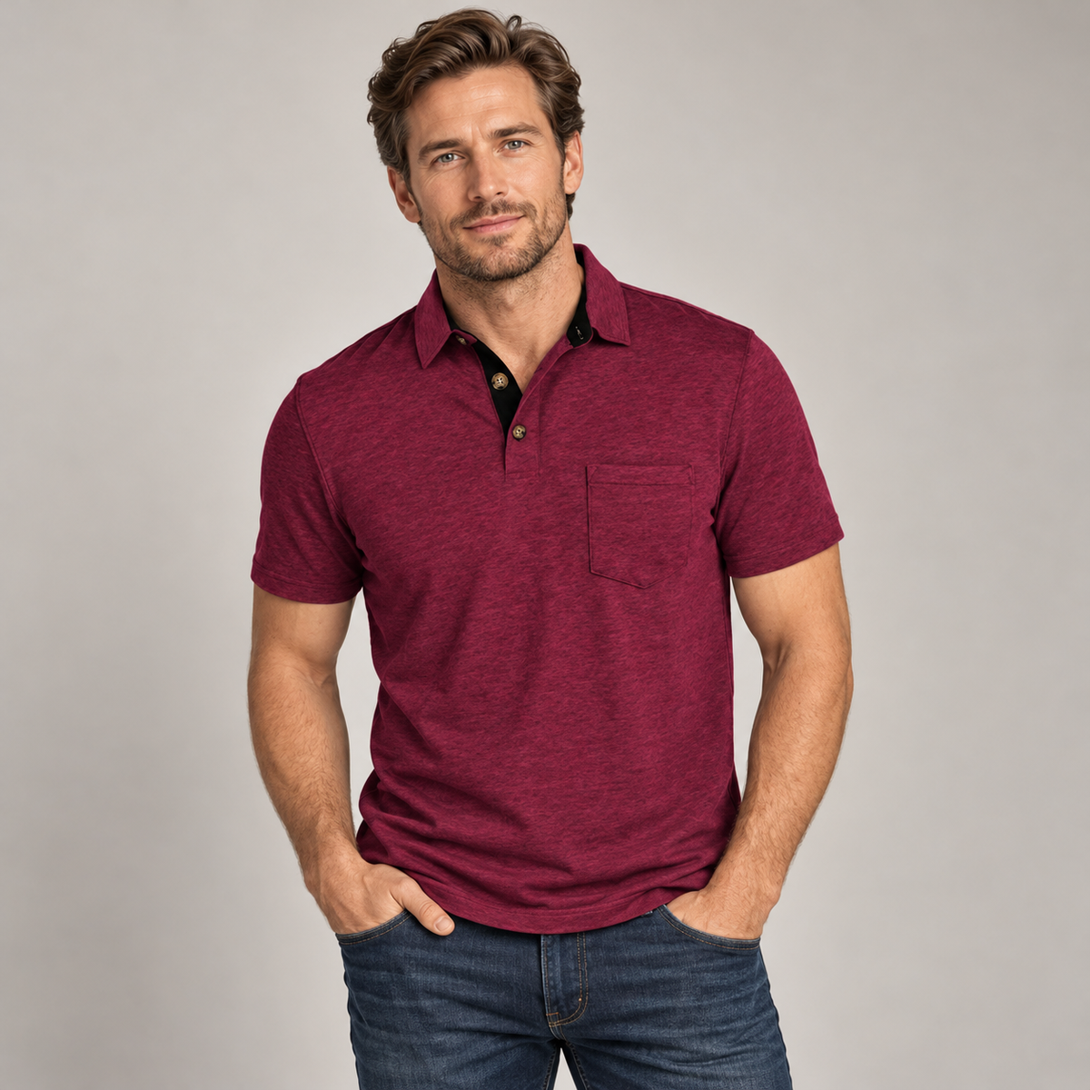 AZUKI Men's Short Sleeve Pocket Polo Shirt main image