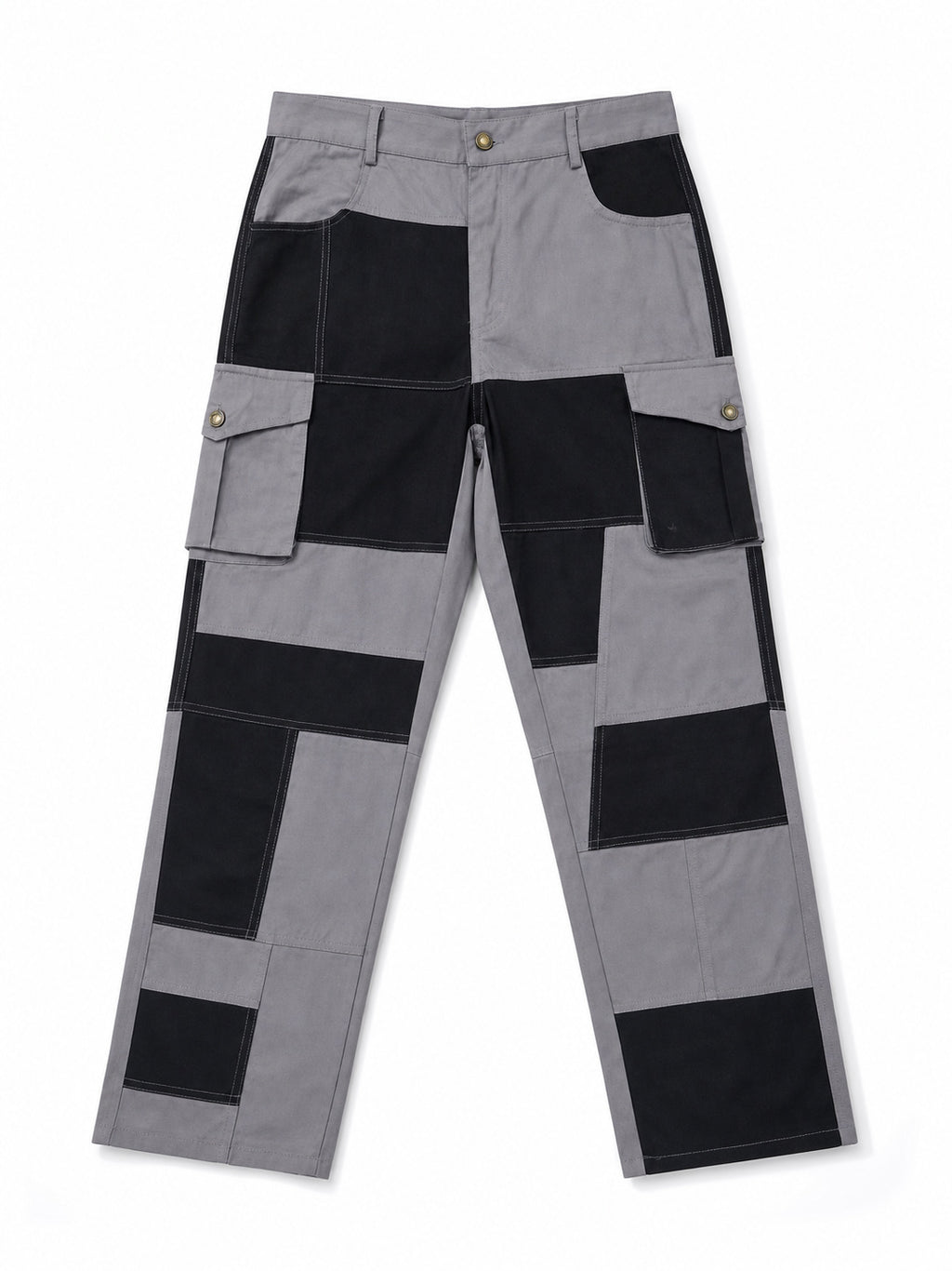 AZUKI colorblock cargo pants actual product photo, Gray front