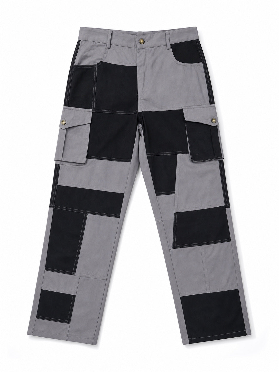 AZUKI colorblock cargo pants actual product photo, Gray front