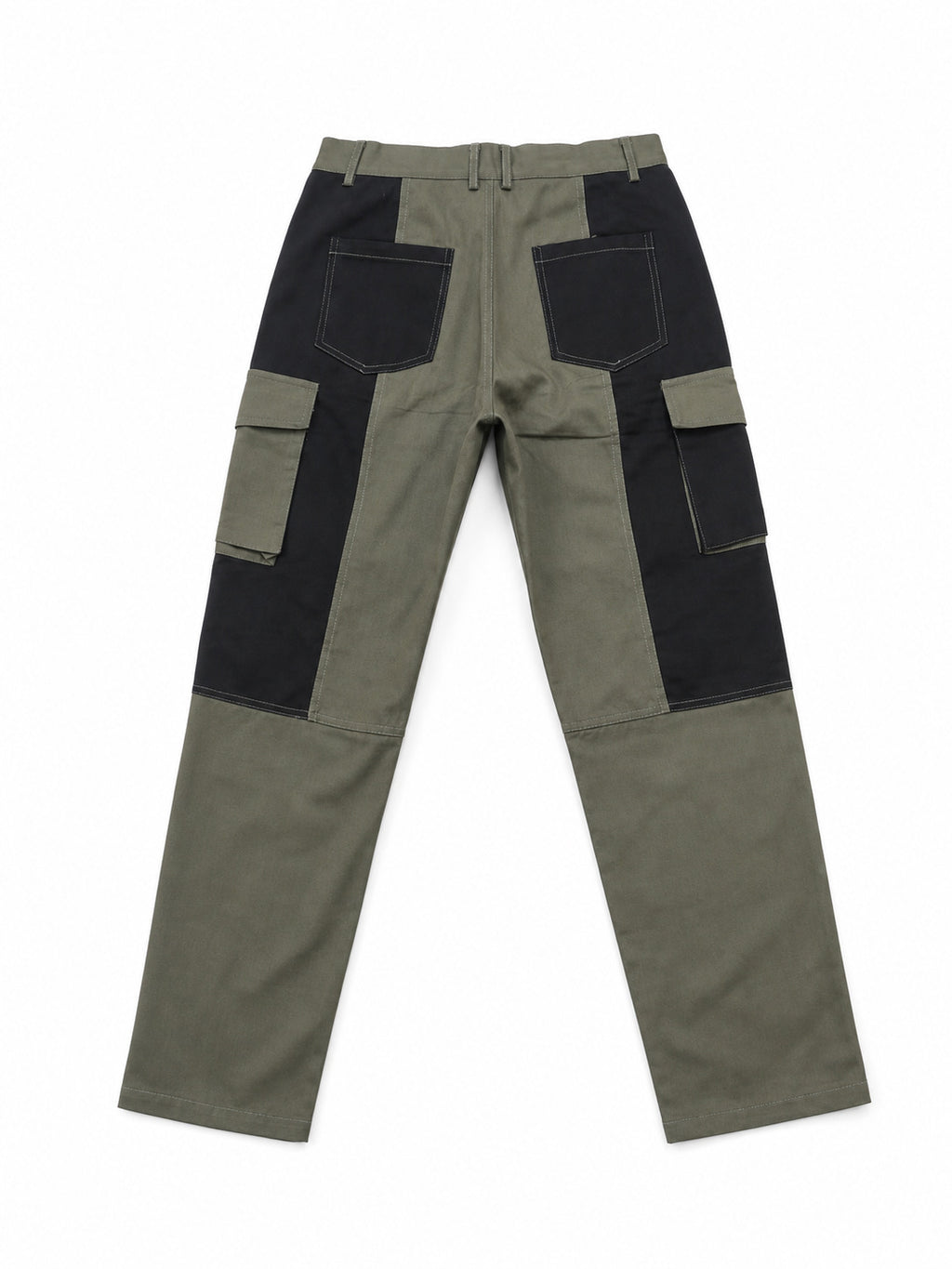 AZUKI colorblock cargo pants actual product photo, Army Green back