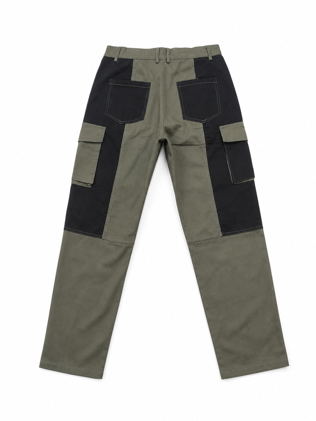 AZUKI colorblock cargo pants actual product photo, Army Green back