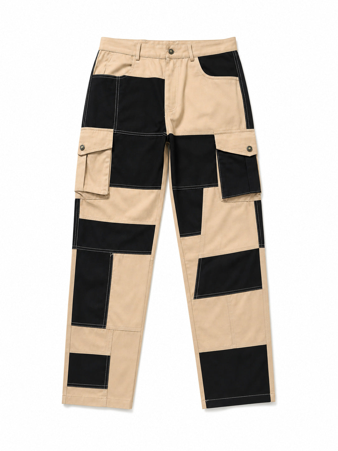 AZUKI colorblock cargo pants actual product photo, Khaki front