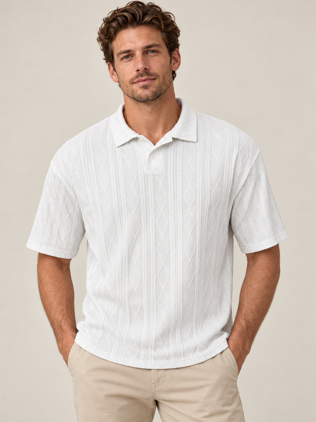 AZUKI Men's Textured Knit Polo product photograph
