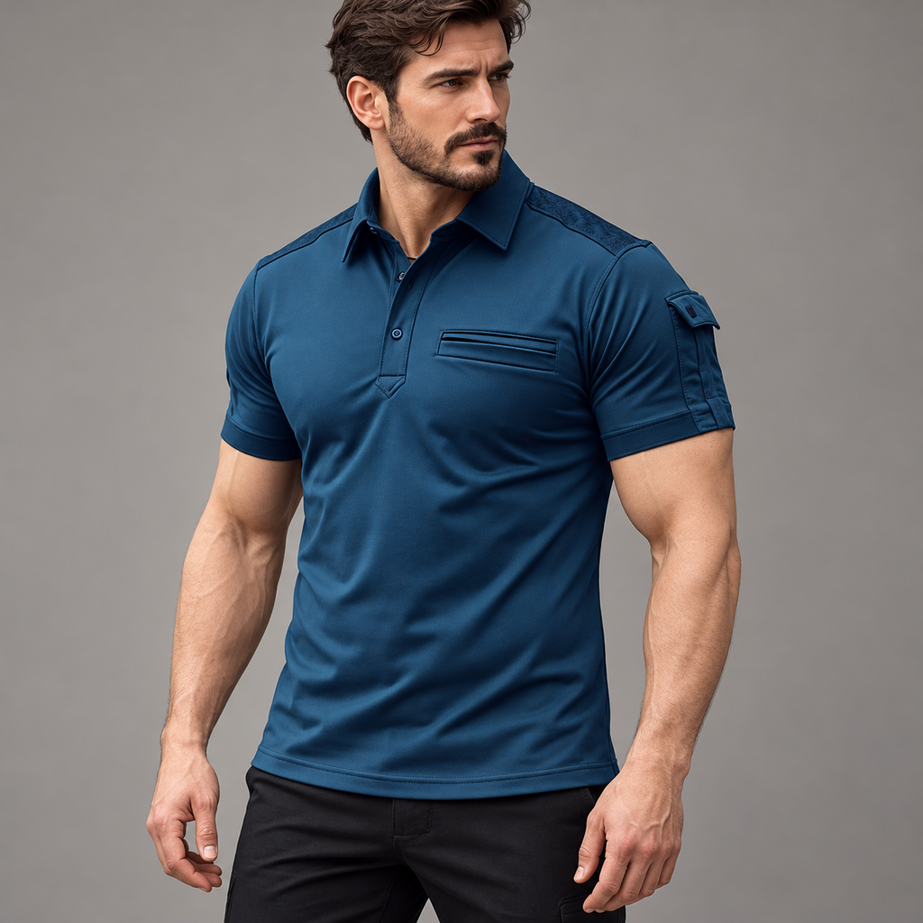 AZUKI Men's Short Sleeve Pocket Polo product photograph