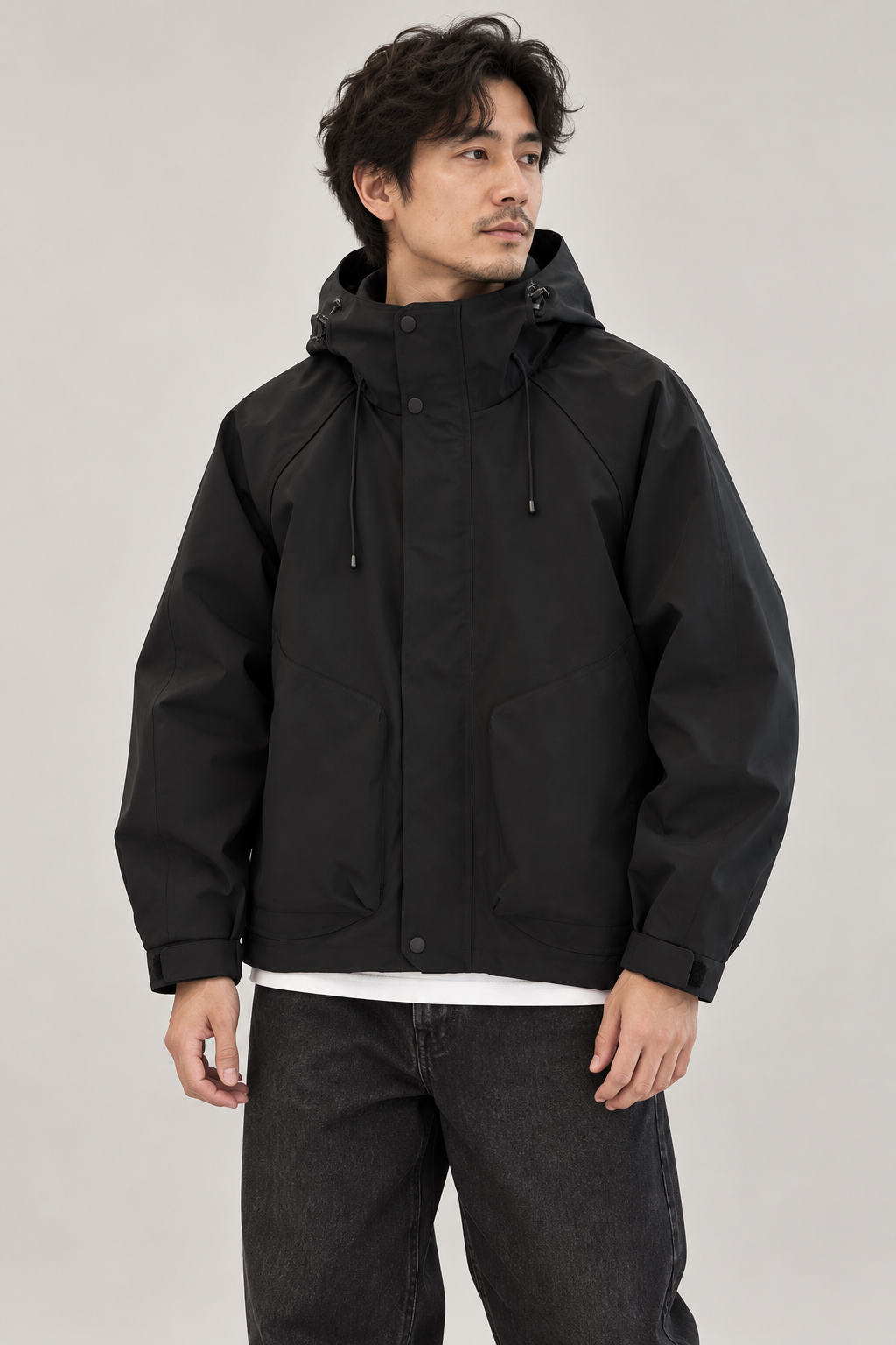AZUKI hooded casual jacket, black model