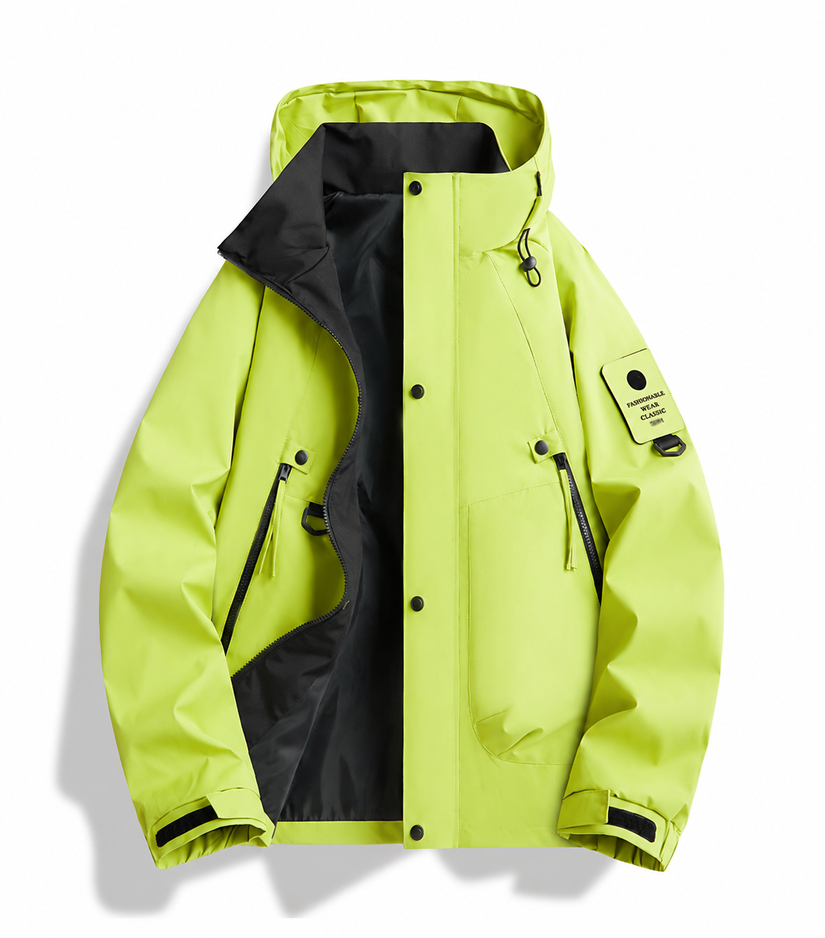 AZUKI hooded utility jacket, neon lime clean