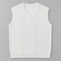 AZUKI White V-neck jacquard sweater vest front view