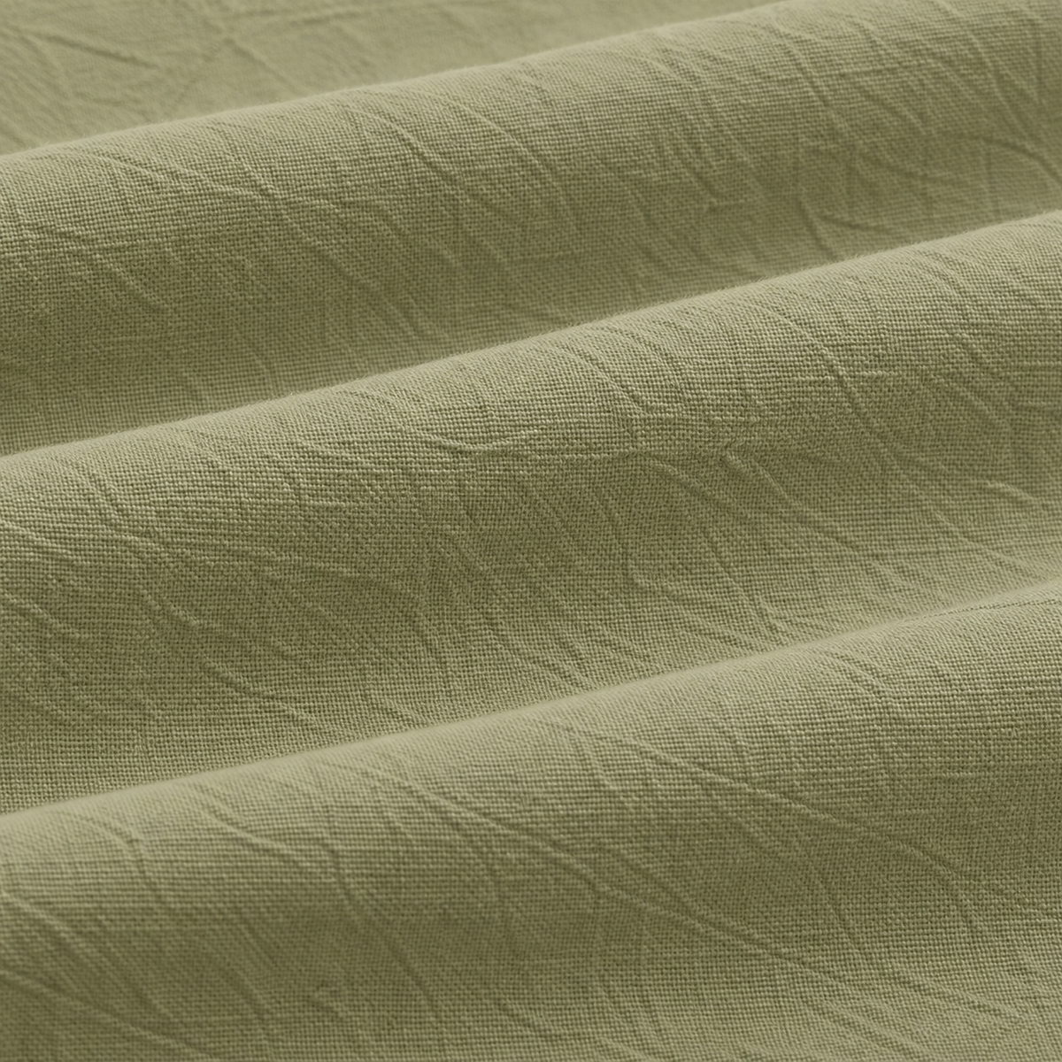 AZUKI olive green fine woven linen-blend texture detail