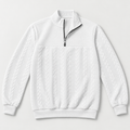 AZUKI men's white quarter-zip jacquard pullover, front view