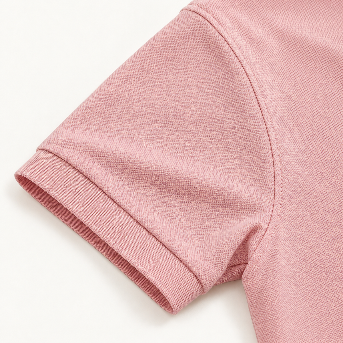 AZUKI pink polo fine rib-knit sleeve cuff detail