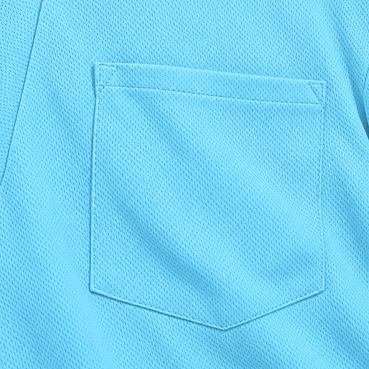AZUKI light blue long-sleeve birdseye pocket polo — pocket