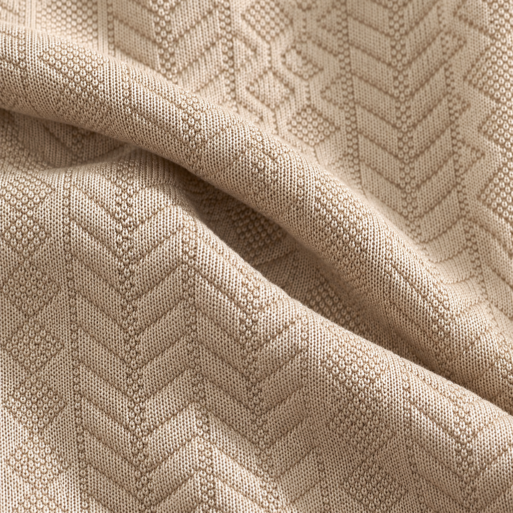 Fine khaki diamond and chevron jacquard knit texture